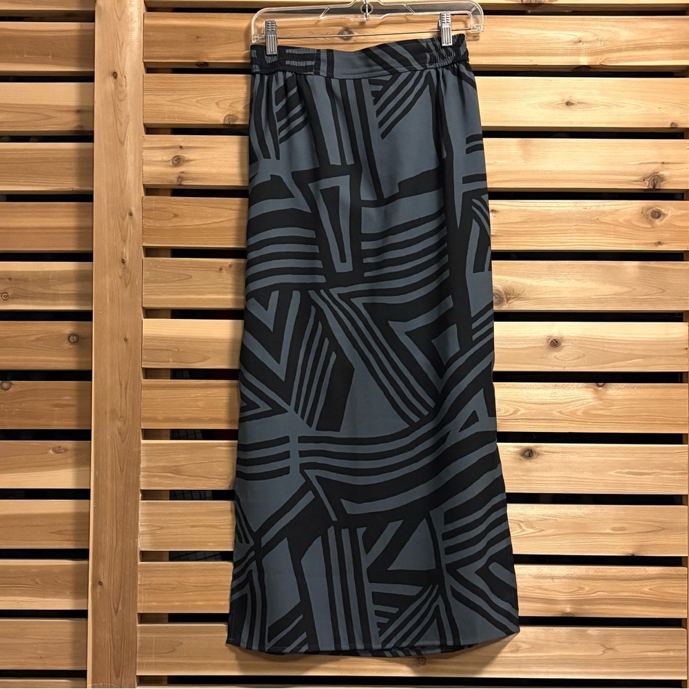 Loft Geometric Black and Gray Maxi Skirt
